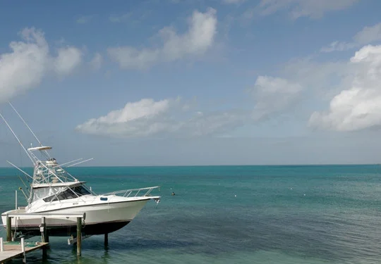 A boat at a dock