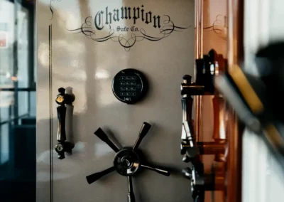 Close-up of a Champion safe