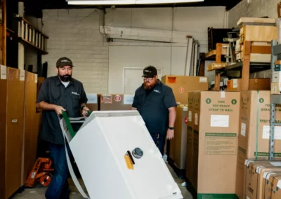 Moving a safe in the warehouse
