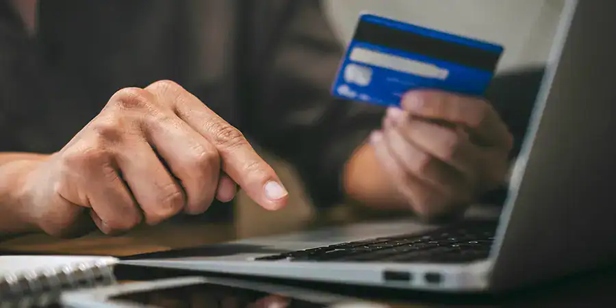 A man shops online